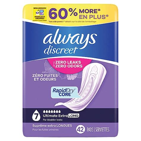 Always Discreet Adult Incontinence Pads For Women Ultimate Extra Protect Absorbency Long