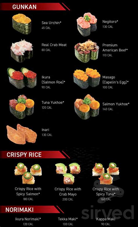 Kura Revolving Sushi Bar Menu In Cupertino California Usa