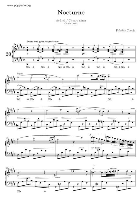 Chopin Chopin Nocturne No In C Sharp Minor Op Posth Sheet Music