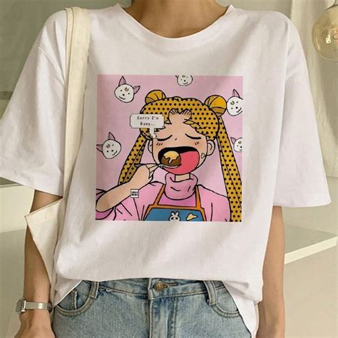 Sailor Moon T Shirt Women Harajuku Short Sleeve L0131 Aesthetic T