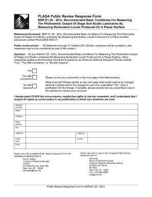 Fillable Online Tsp Plasa PLASA Review Form TSP Fax Email Print