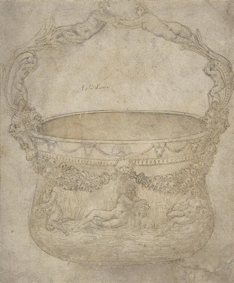 Design For A Bucket Like Vessel With A Handle Of Interlaced Drawing By