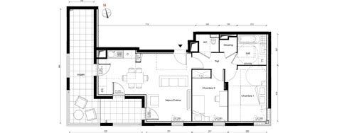 Plan Appartement T3 De 60 01 M² Neuf Résidence « Interface à Lyon