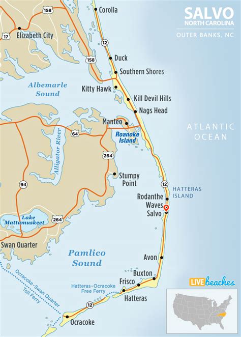 Map of Salvo, North Carolina - Live Beaches