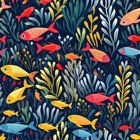 Premium AI Image | pattern with different types of fish