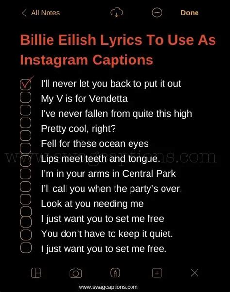 Billie Eilish Lyrics To Use As Instagram Captions In 2024