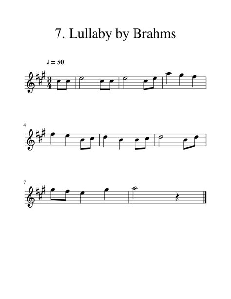 Elementary 1 7 Lullaby By Brahms Sheet Music For Violin Solo