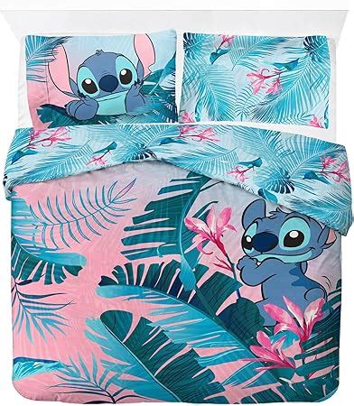 Jay Franco Disney Lilo Stitch Floral Cotton Double Duvet Cover