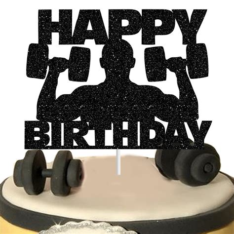 Festiko Glitter Fitness Cake Topper Gym Themed Happy Birthday Party