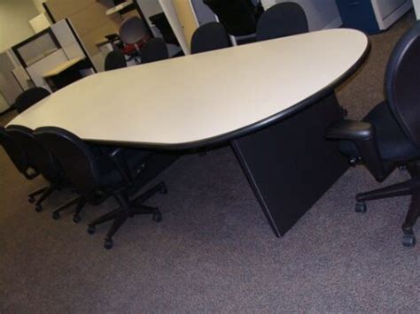 Racetrack Conference Table Laminated Top Gray Solutions Office