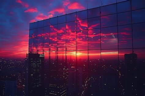 premium photo  sunset view   skyscraper
