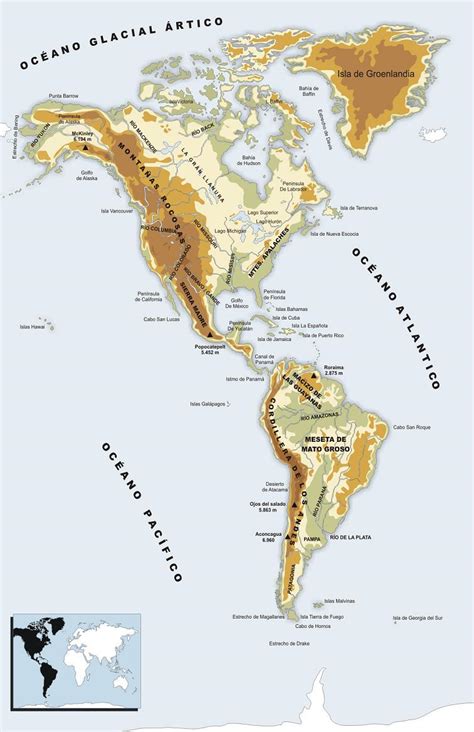 Mapa Fisico De America Completo