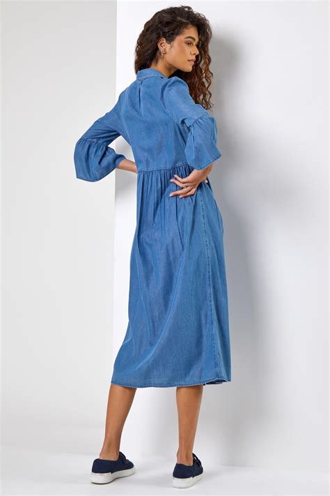 Embroidered Denim Shirt Dress In Denim Roman Originals Uk