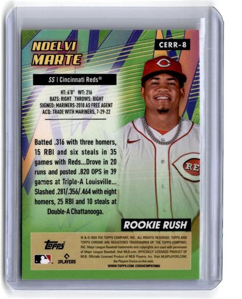 2024 Topps Chrome CERR 8 Noelvi Marte Chrome All Etch Rookie Rush RC