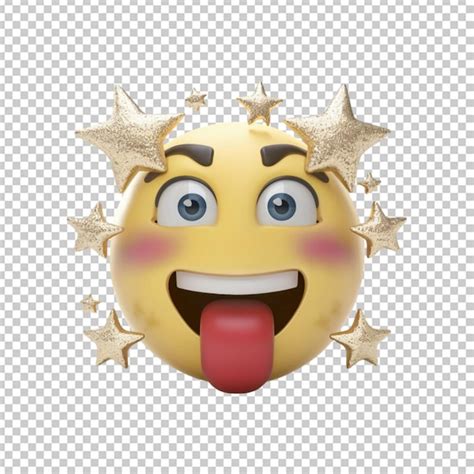 D Starstruck Face Emoji With Starry Eyes Isolated On Transparent