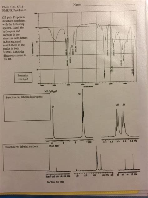 Solved Nmr And Ir Help Please Label All Peaks On Proton Nmr