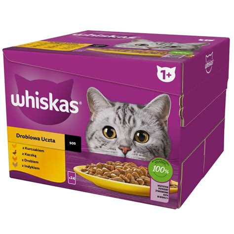 WHISKAS mokra karma dla kota kurczak kaczka drób indyk w sosie 24x85 g