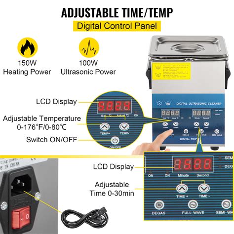 Vevor Digitale Ultrasone Reiniger Roestvrij Staal Ultrasone