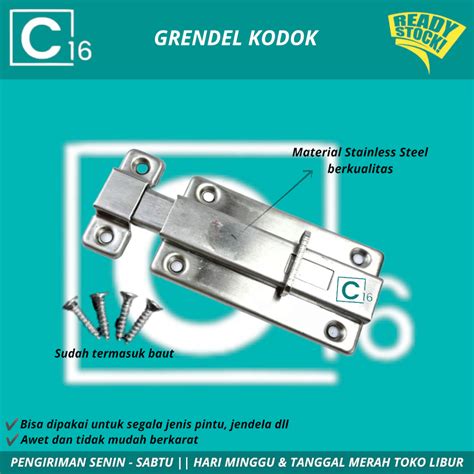 Jual Slot Pintu Kamar Mandi Geser Otomatis Inci Stainless L Grendel