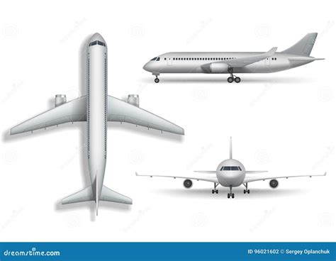 Silver Realistic Airplane Mock Up Isolated Aircraft Airliner 3d