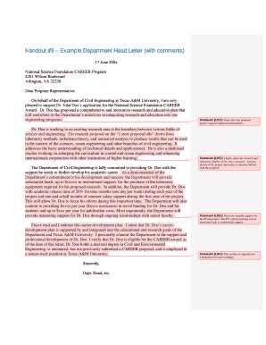 Fillable Online Handout 9 Example Department Head Letter With