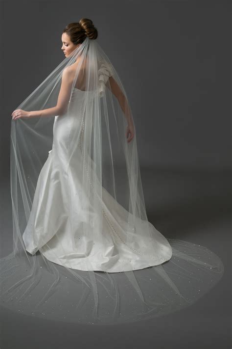 Toni Federici Chapel Length Veil With Large Swarovski Scattered Stones