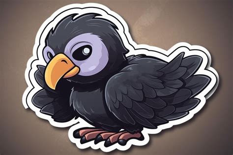 Premium Ai Image A Cartoon Sticker Of A Black Bird With A Yellow Beak