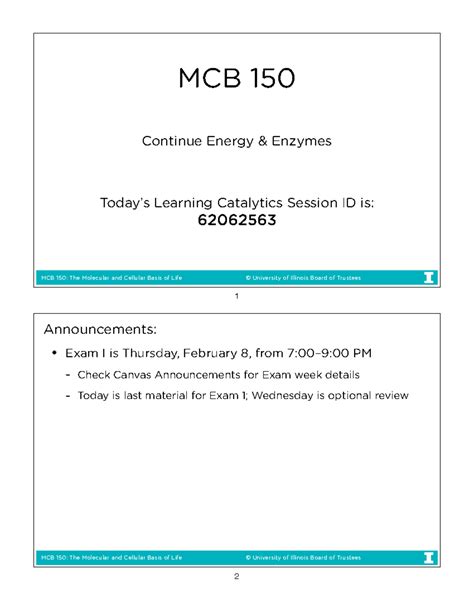 Lecture 09 Full Notes MCB 150 The Molecular And Cellular Basis Of