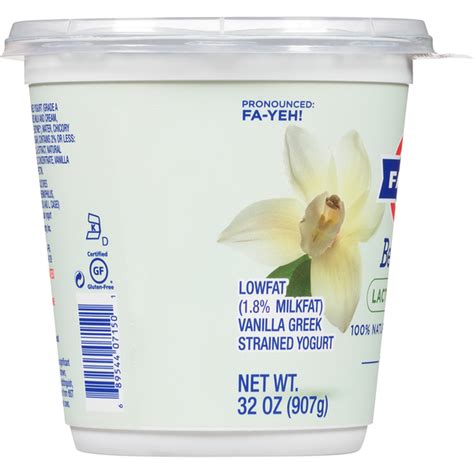 Fage Yogurt Greek Lowfat Lactose Free Strained Vanilla 32 Oz