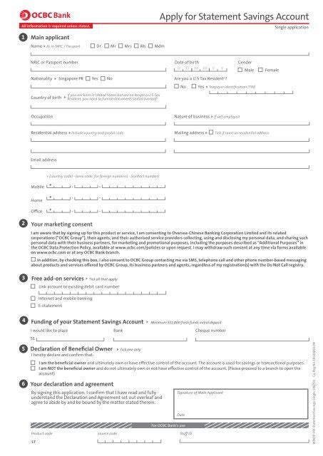 Ocbc Self Declaration Form Sirlity