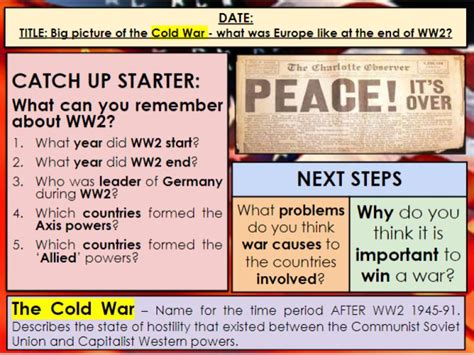 Edexcel 9 1 History Gcse Paper 2 Cold War Kt1 Lesson 1 Introduction To The Cold War End Of