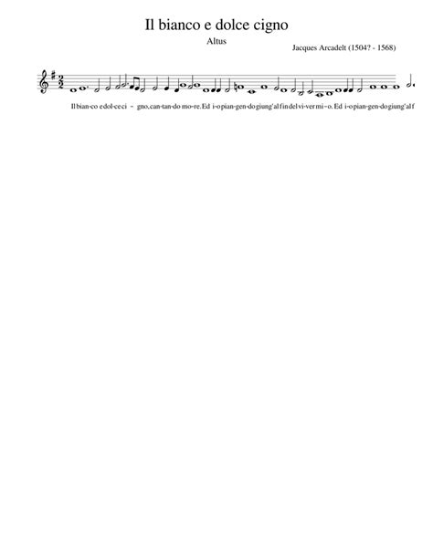 Il Bianco E Dolce Cigno Sheet Music For Piano Solo