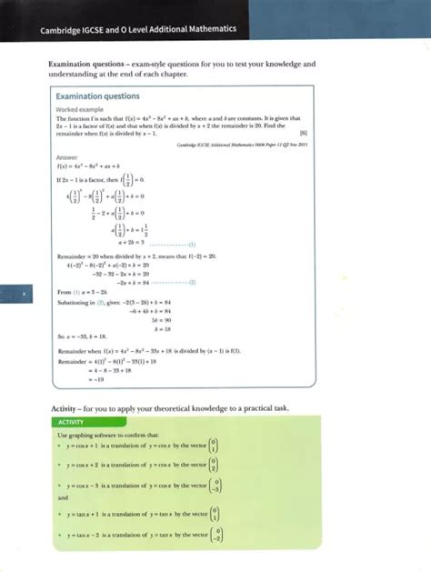 Cambridge Igcse And O Level Additional Mathematics Coursebook