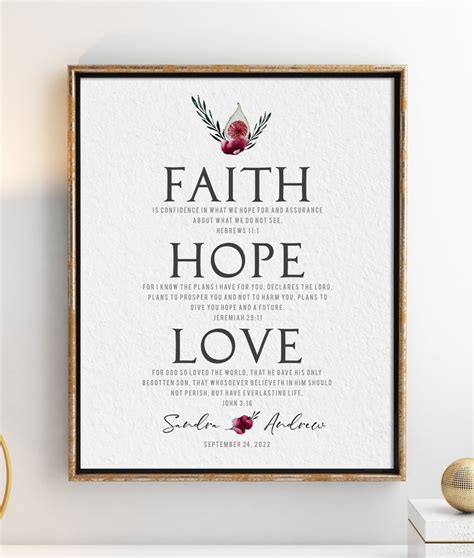 Faith Hope Love Bible Verse Wall Art Print Scripture Quote Etsy