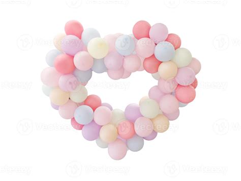 Heart shape made of balloons floating on a white background. 15589678 ...