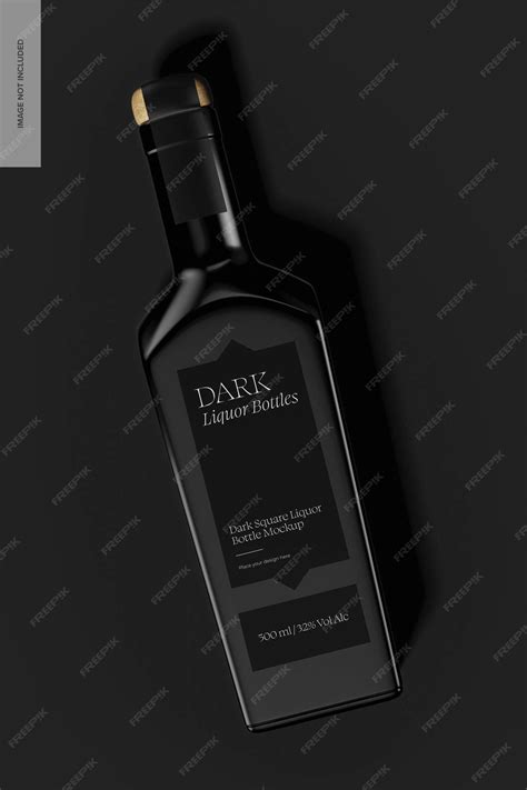 Premium Psd Dark Square Liquor Bottle Mockup Top View