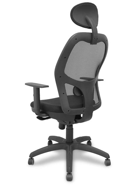 Silla Jorquera Malla Negra Asiento Bali Negro Con Cabecero Fijo Y