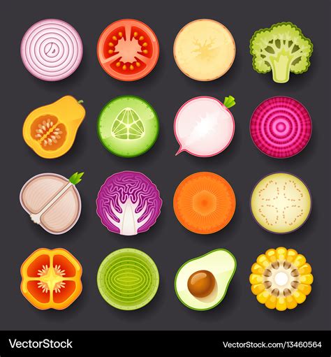 Vegetable Icon Set Royalty Free Vector Image Vectorstock