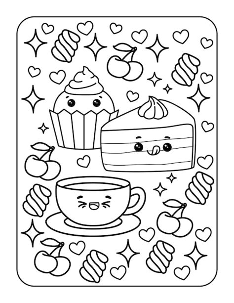 Dibujos Kawaii Para Colorear Para Niños Vector Premium