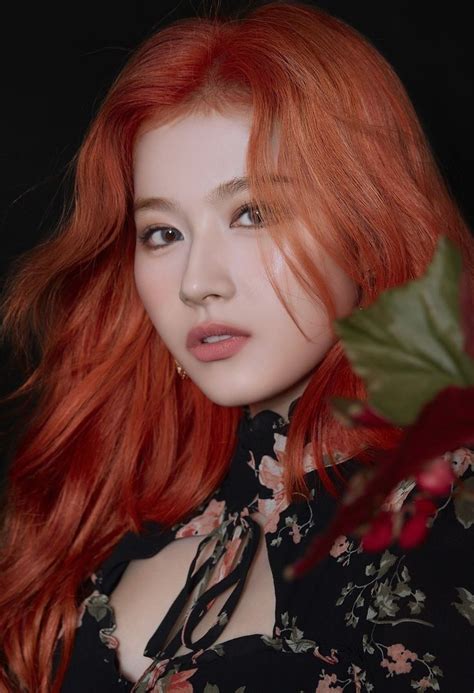 Sana Orange Hair Garotas Beleza Asiática Coreana Fofa