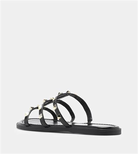 Buy His And Hers Embellished Flat Sandals In Black 6thstreet Oman