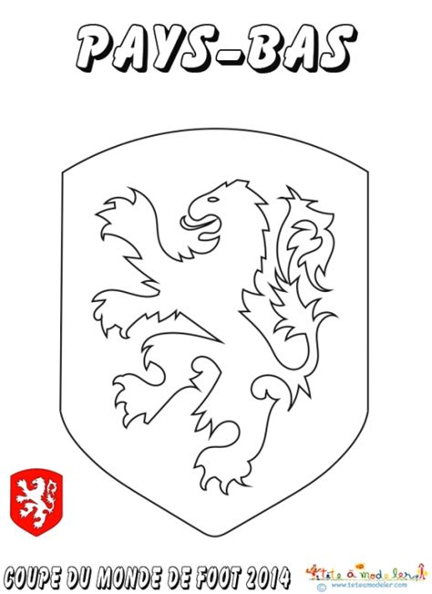 Coloriage du blason de foot des Pays Bas sur Tête à modeler