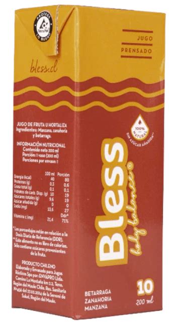 Jugo Bless Betarraga Zanahoria Manzana Limón 200 ml Tetra Pack