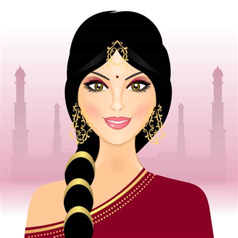 Clip Art Of Beautiful Young Indian Married Woman Smiling Illustrations