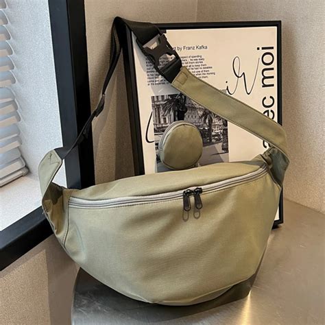 Solid Color Chest Bag For Women Large Capacity Travel Crossbody Waist Pack Female Half Moon Belt