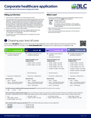 Fillable Online Corporate Application Form Alc Health Fax Email Print