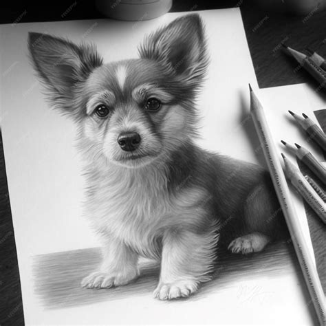 Dibujo A Lápiz De Un Lindo Perrito Ai Generativa Foto Premium