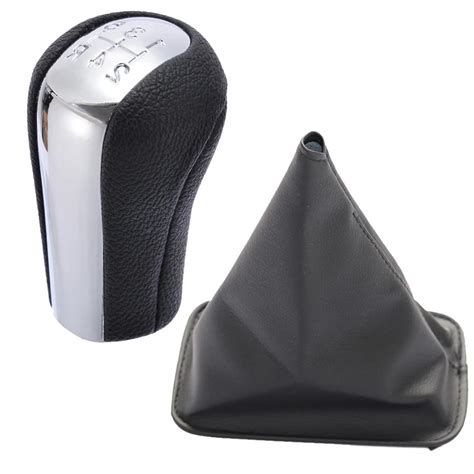 5 Speed Chrome And Leather Gear Shift Knob Gearstick Gaiter Boot For Toyota Corolla 1998 2009 Car