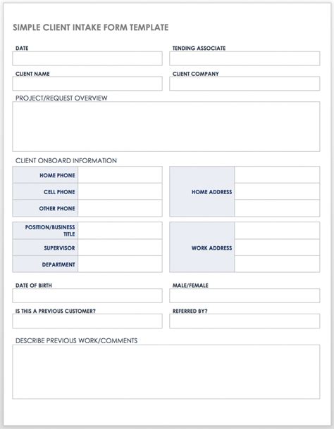 Free Client Intake Templates And Forms Smartsheet