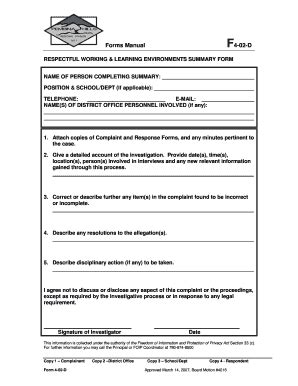 Fillable Online D Respectful Working Summary Form Docushare Fax